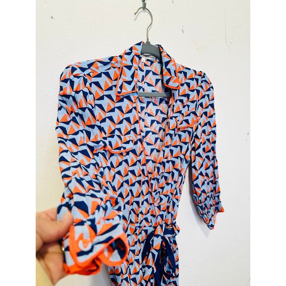 DOANE VON FURSTENBERG Women's Multicolored Geometric Print Ana Wrap Dress Size 8 - Picture 6 of 13